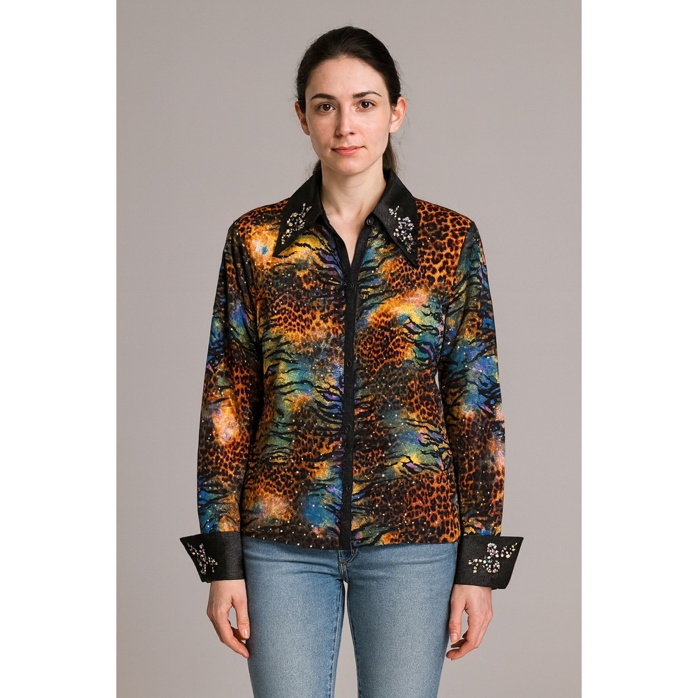 Hobby Horse Limited Edition Western Embellished Animal Print Full Zip Top Medium